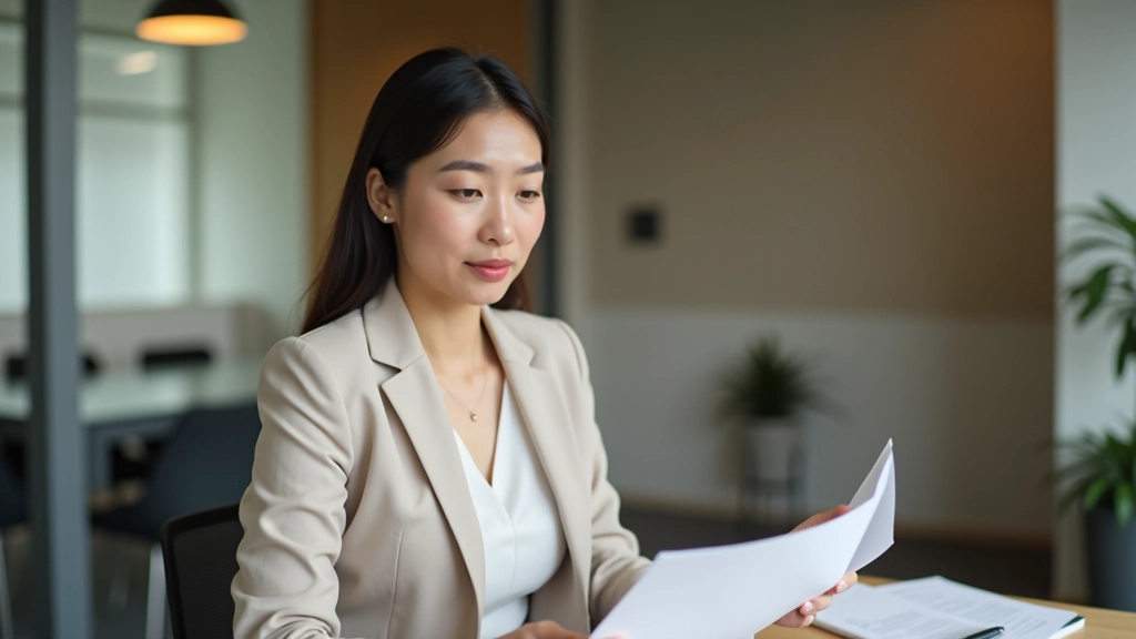 Professional woman presenting confidently in modern business environment during career transition discussion